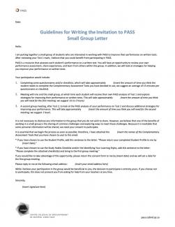 Guidelines for Invitation to PASS Small Group