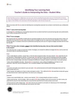 Identifying Your Learning Style - Teacher's Guide Interpreting Data - Mina