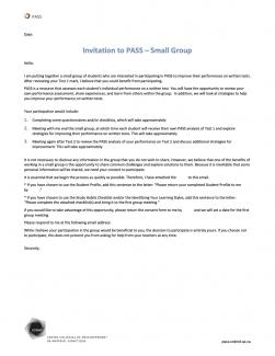 Invitation to PASS Letter Small Group