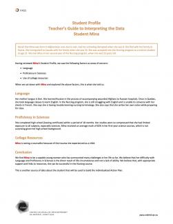Student Profile - Teacher's Guide to Interpret the Data - Student Mina