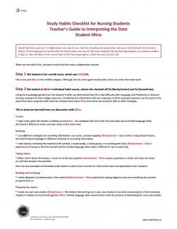 Study Habits Checklist - Teacher's Guide to Interpreting the Data - Student Mina