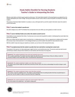 Study Habits Checklist for Nursing Students - Teacher's Guide