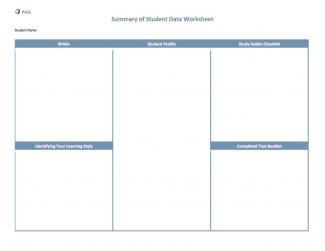 Summary of Student Assessment Data Worksheet