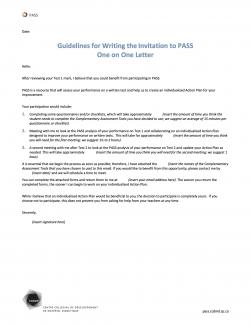 Guidelines to Invitation to PASS One-on-One